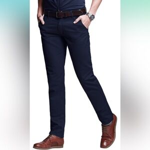 Match Men's Slim Tapered Stretchy Casual Pants Midnight Blue Trousers
